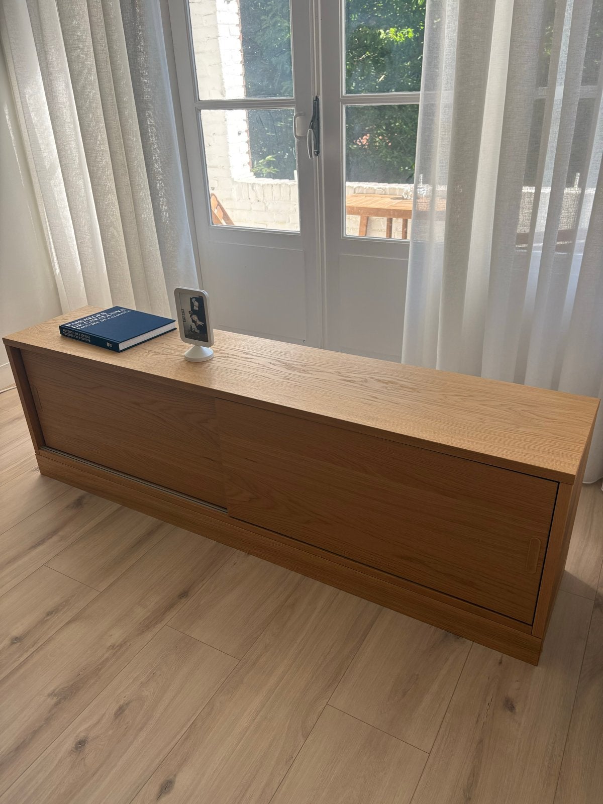 Ikea Tonstad TV-meubel, eikenfineer, Huis en Inrichting, Kasten | Televisiemeubels, Ophalen, 150 tot 200 cm, Zo goed als nieuw