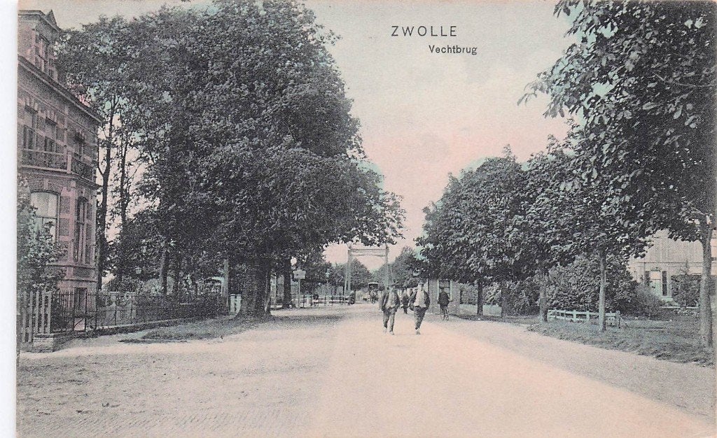 Zwolle - Vechtbrug (fraai ingekleurd) gel. 1907, Ophalen of Verzenden, Voor 1920, Gelopen, Overijssel