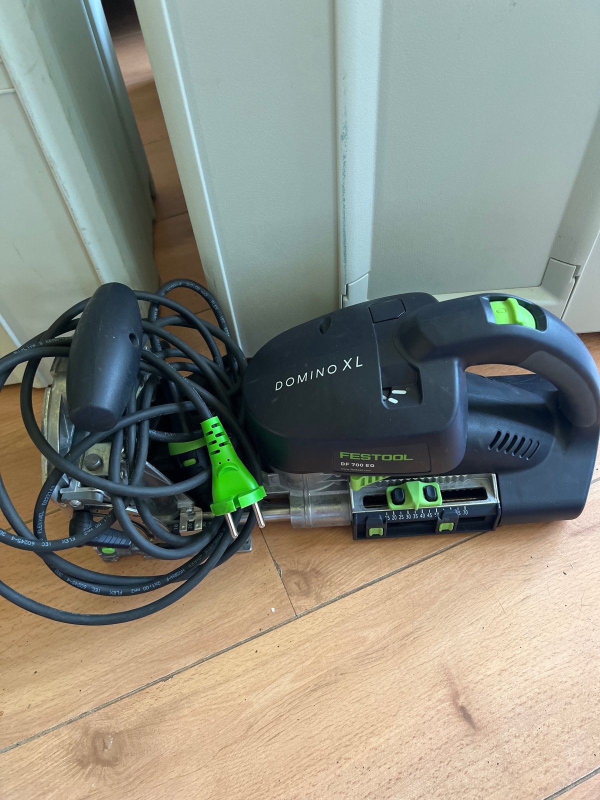 Festool Domino XL DF 700 EQ-Plus Lamellenfrees, Gebruikt, 70 mm of meer, Overige typen, Ophalen of Verzenden
