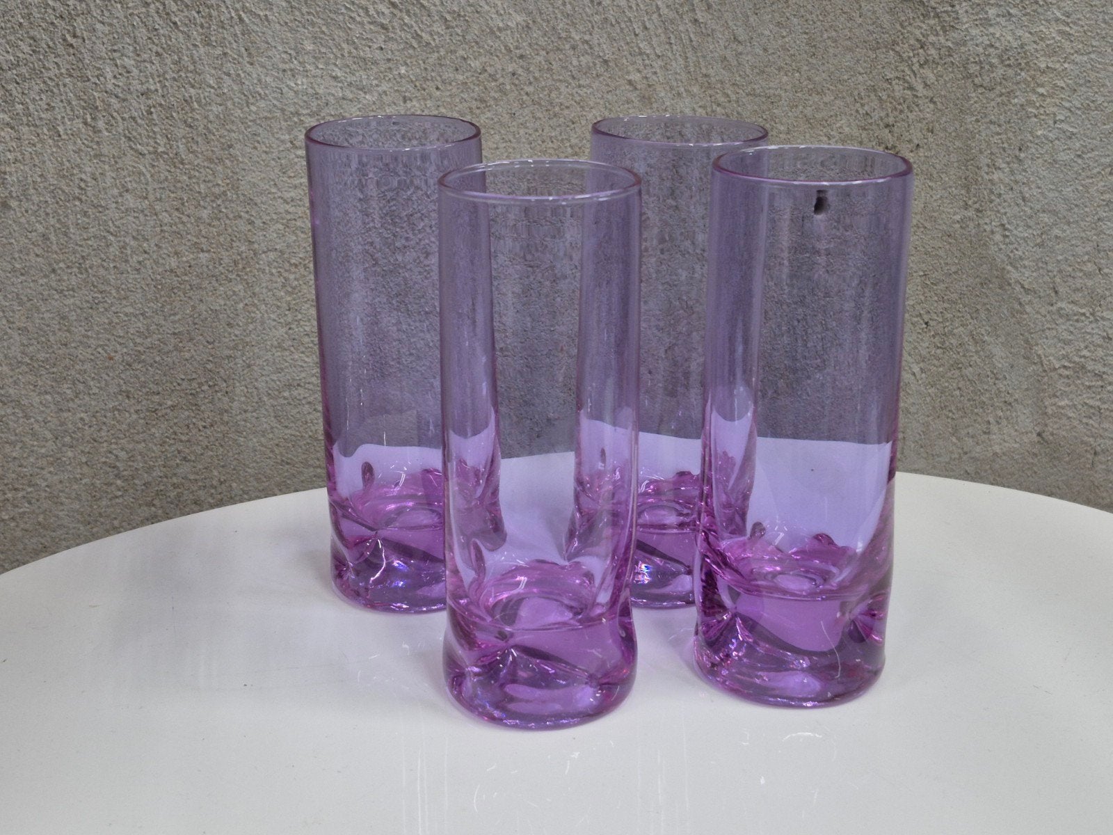 Set van 4 Vintage Alexandriet Glazen Geknepen Bodem Jaren 70, Verzamelen, Ophalen of Verzenden, Zo goed als nieuw, Frisdrankglas