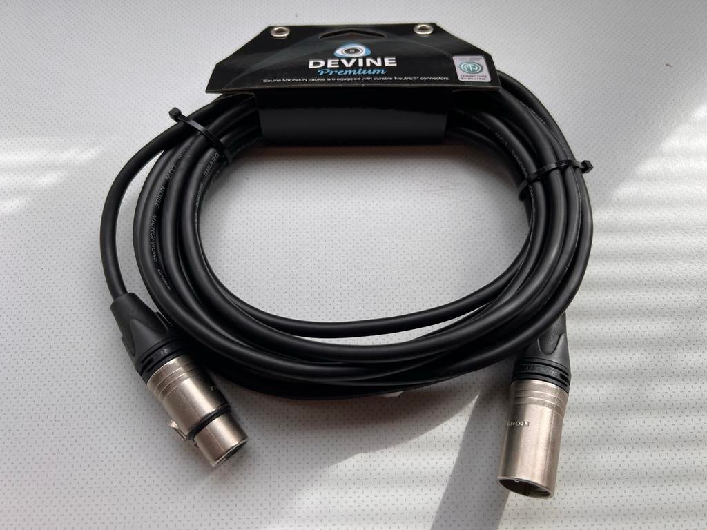 Devine MIC500N/5 XLR microfoon/signaalkabel Neutrik 5m, Ophalen, Nieuw, Microfoon
