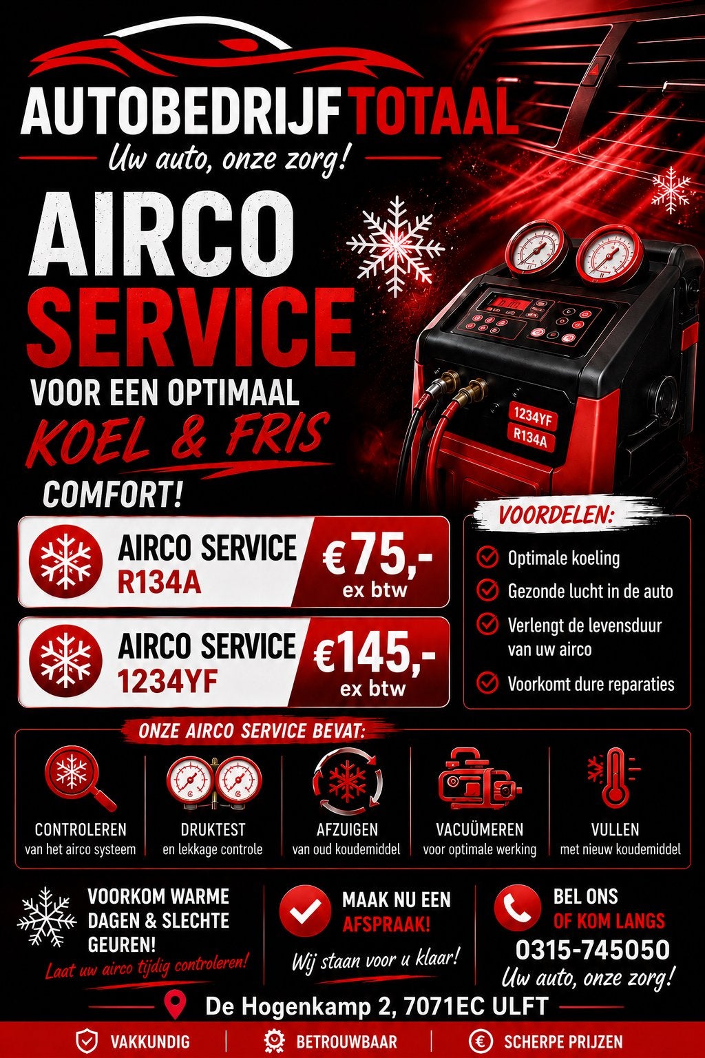 Airco Service R134A of 1234YF - 📞 0315 74 50 50, Auto-onderdelen, Ophalen, Nieuw, Universele onderdelen