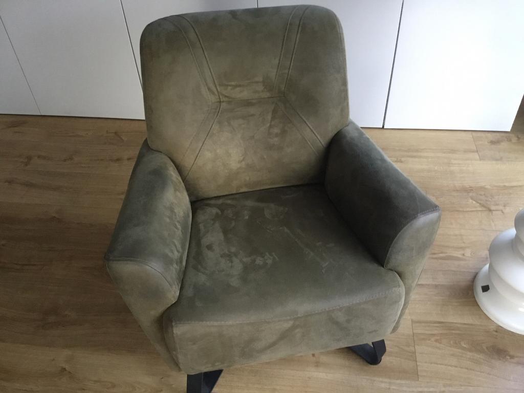 Sevn fauteuil mosgroen, Ophalen, Gebruikt, 75 tot 100 cm, Leer