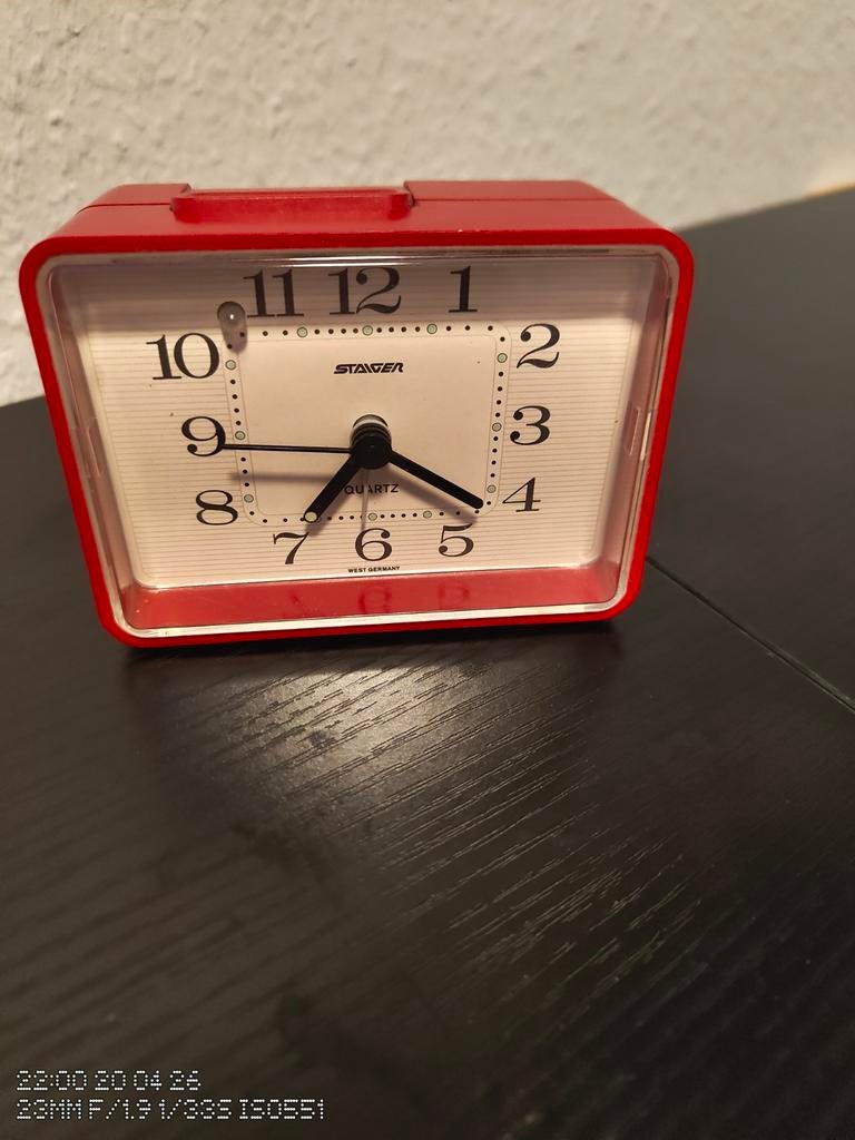 Vintage Staiger Quartz Wekker – Jaren '70 Space Age – Rood, Ophalen of Verzenden