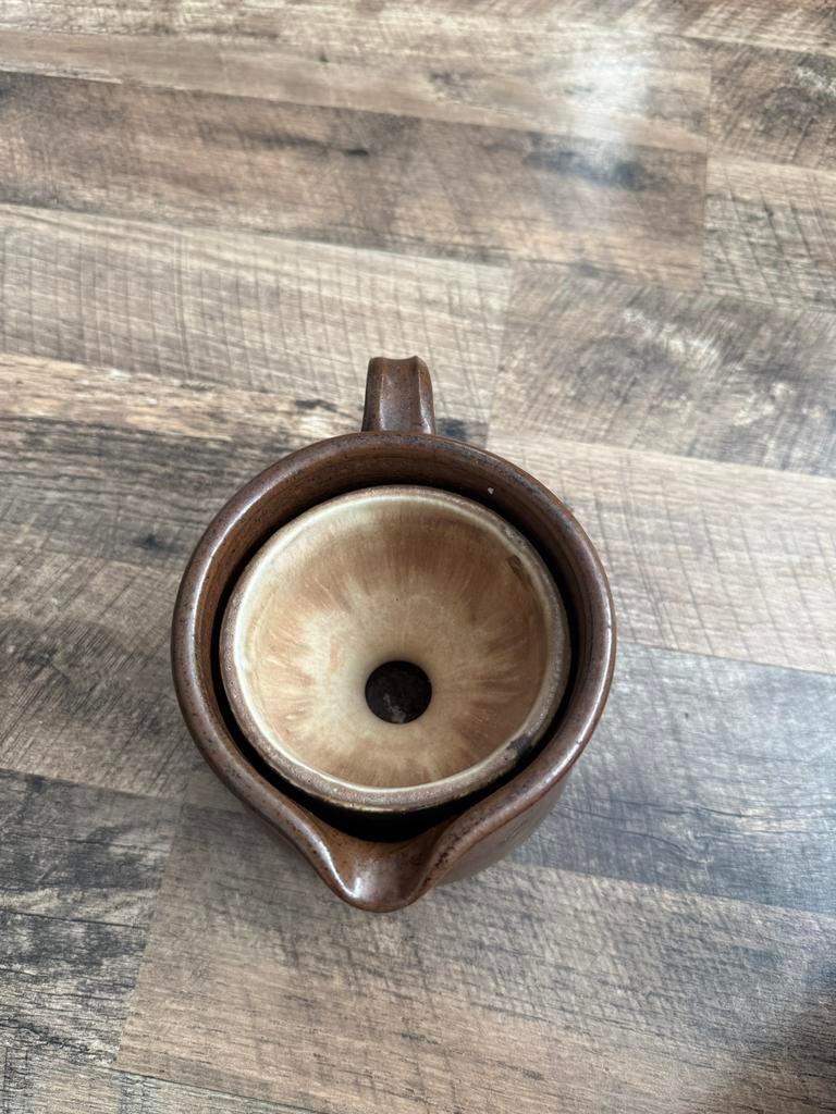 Vintage Aardewerk Koffiefilterhouder met Kan, Ophalen of Verzenden