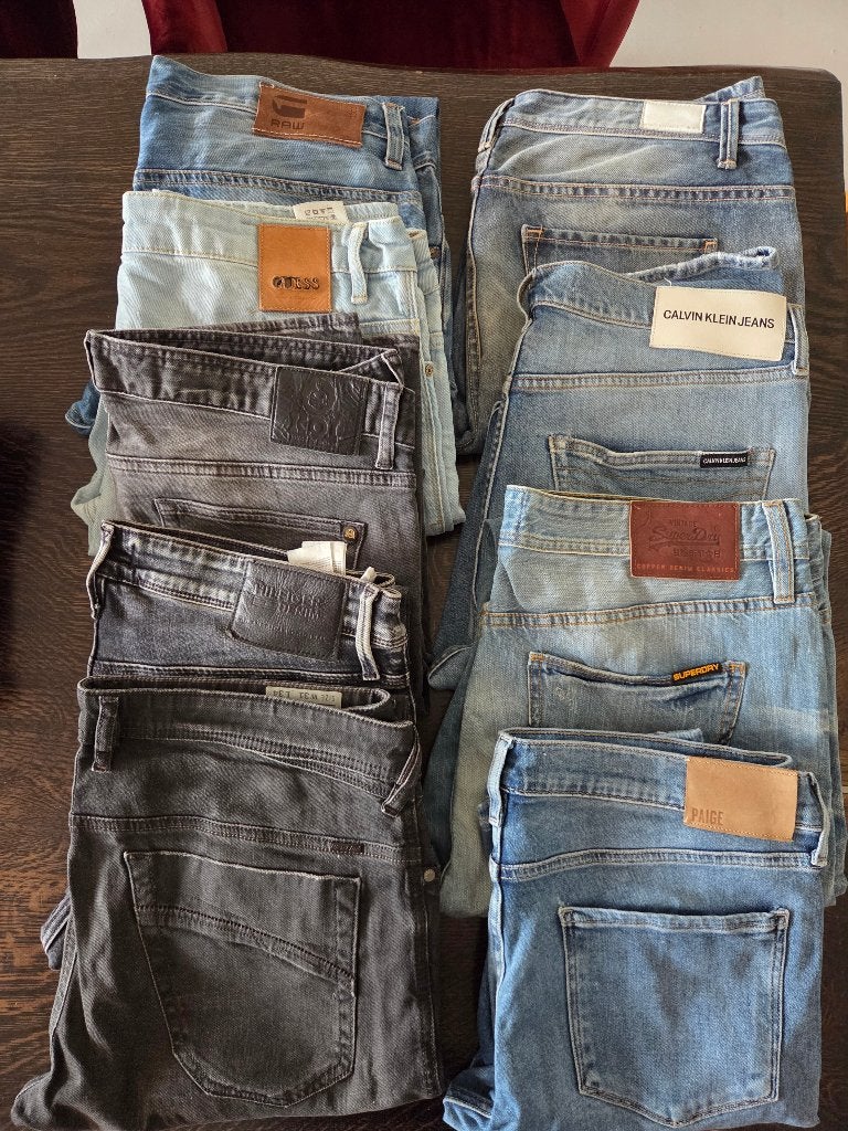 Pakket 11 heren merkjeans - in verschillende maten, Ophalen of Verzenden, Zo goed als nieuw, Overige kleuren, Overige jeansmaten