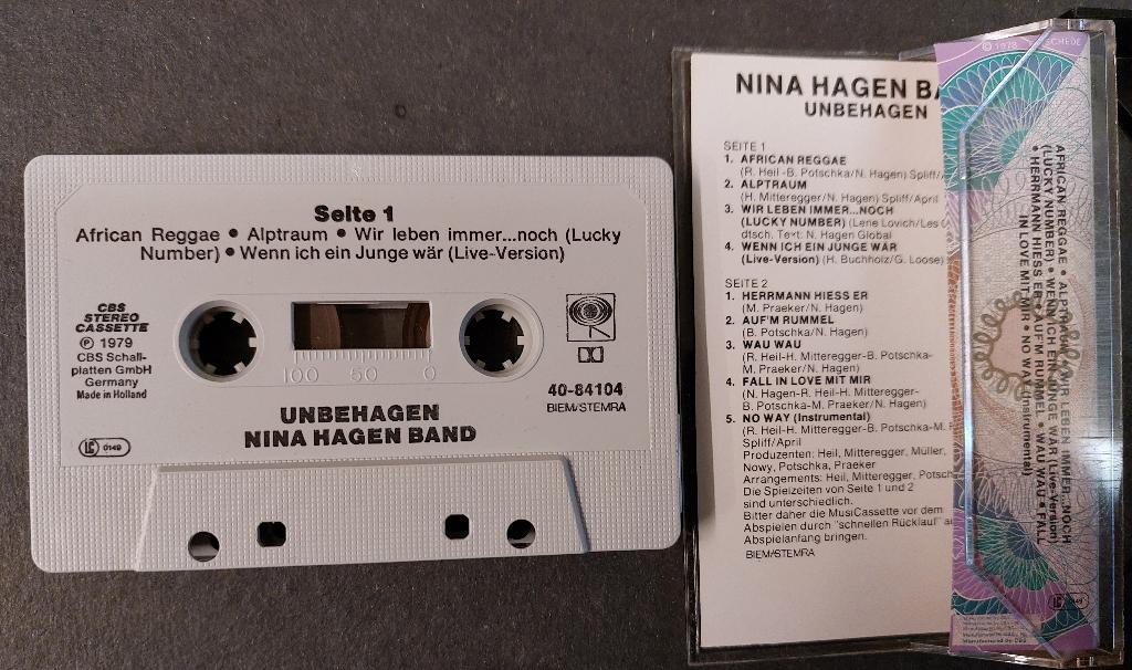 Nina Hagen CASSETTE Unbehagen Herman Brood, Gebruikt, Verzenden, 1 bandje, Origineel