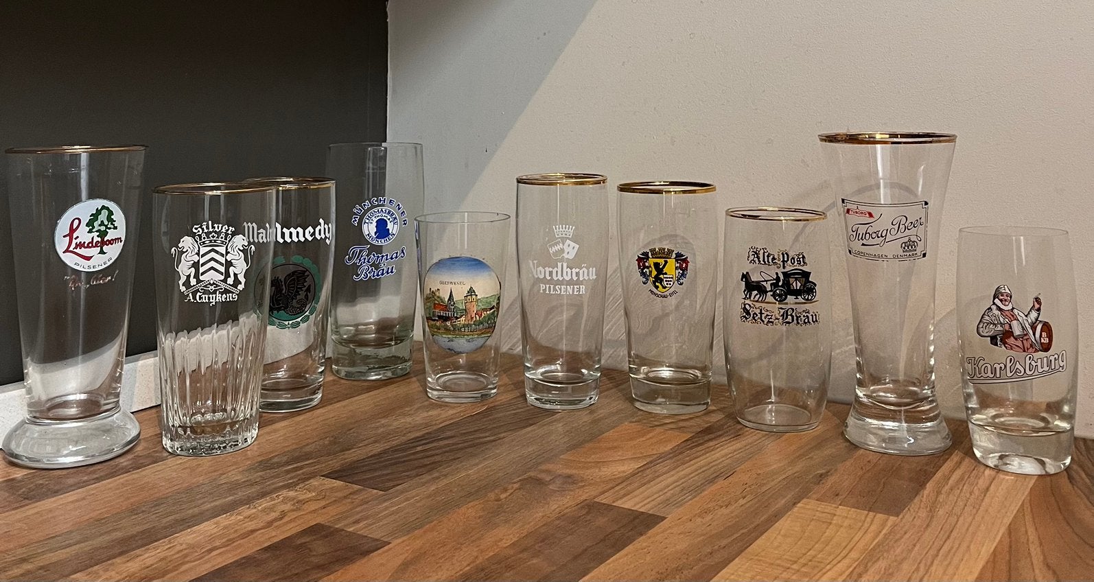 10x Vintage bierglazen p/s, Verzamelen, Ophalen of Verzenden, Gebruikt, Bierglas