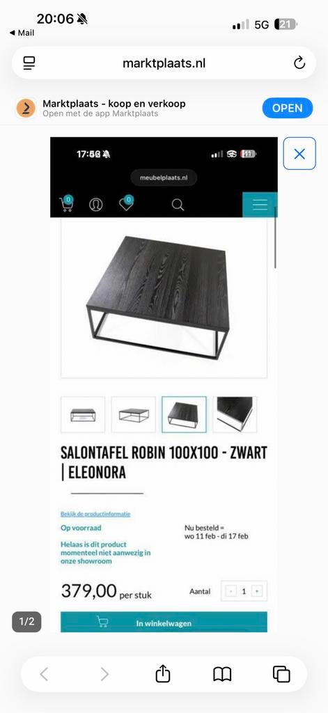 Salontafel zwart, Huis en Inrichting, Tafels | Salontafels, 100 tot 150 cm, Zo goed als nieuw, Minder dan 50 cm, Rechthoekig