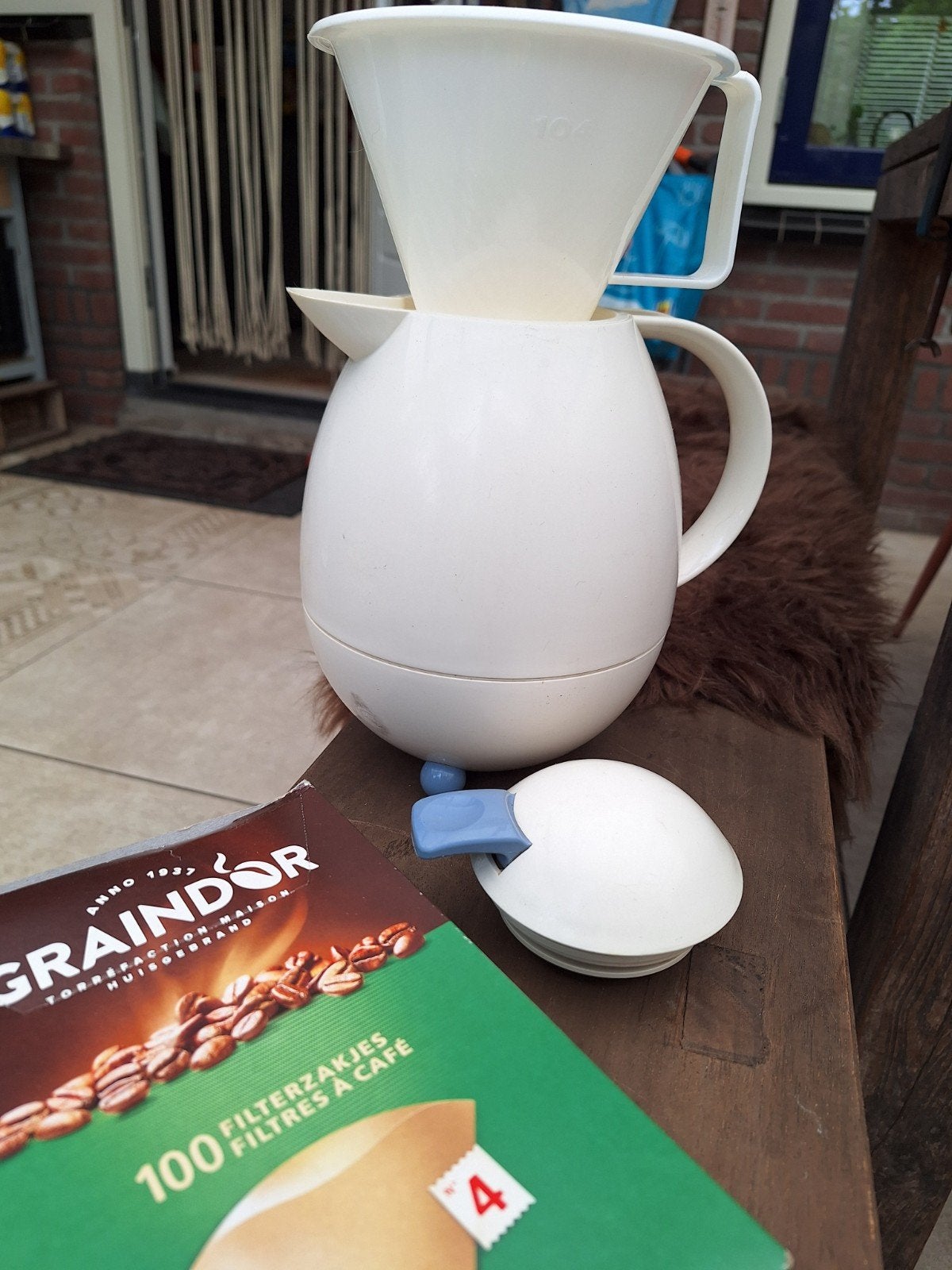 Leifheit Thermoskan met toebehoren, iets beschadigd, Ophalen, Kunststof, Wit, Overige merken