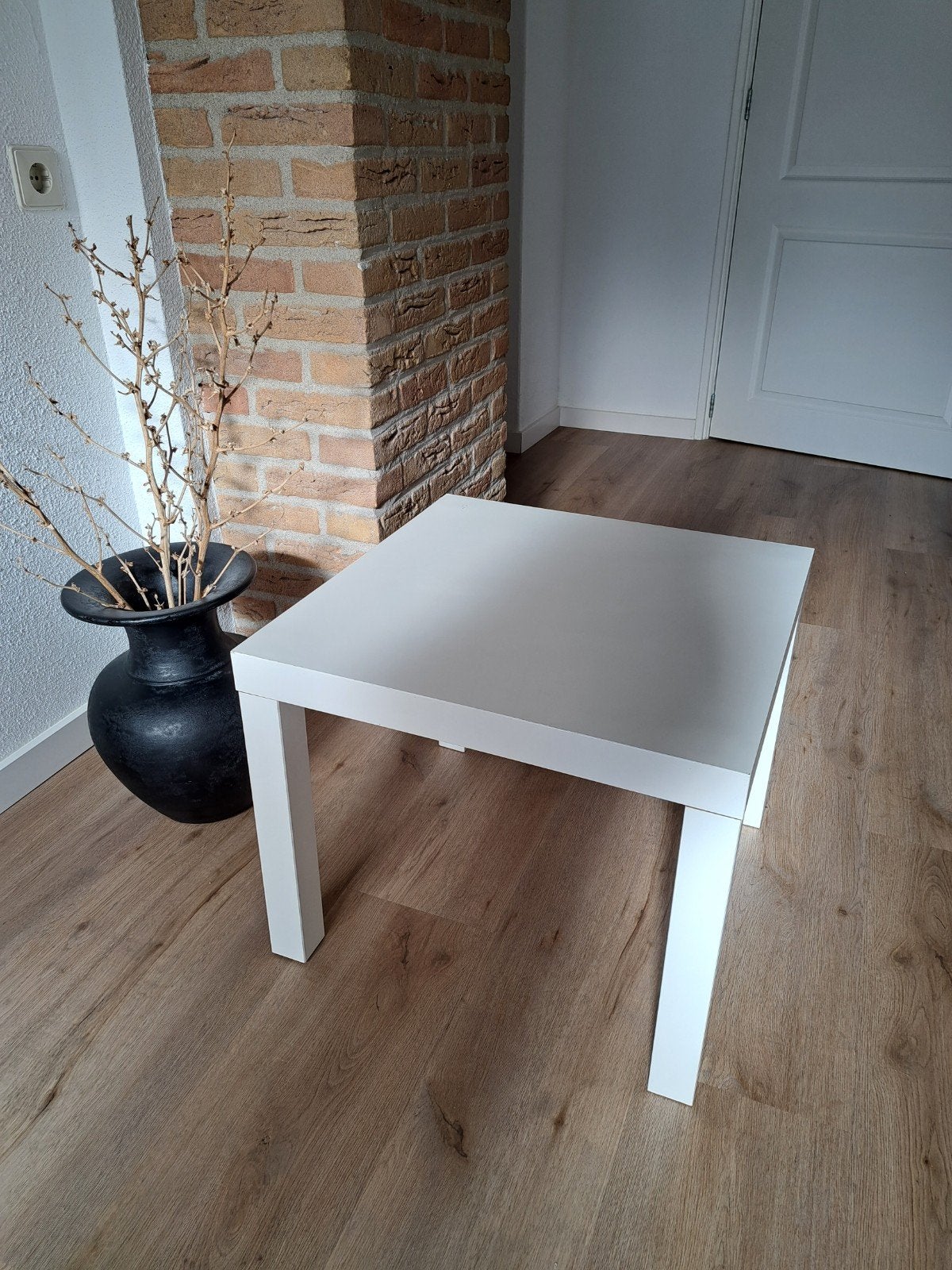 Witte vierkante salontafel bijzettafel, Ophalen, Minder dan 45 cm, Gebruikt, Vierkant