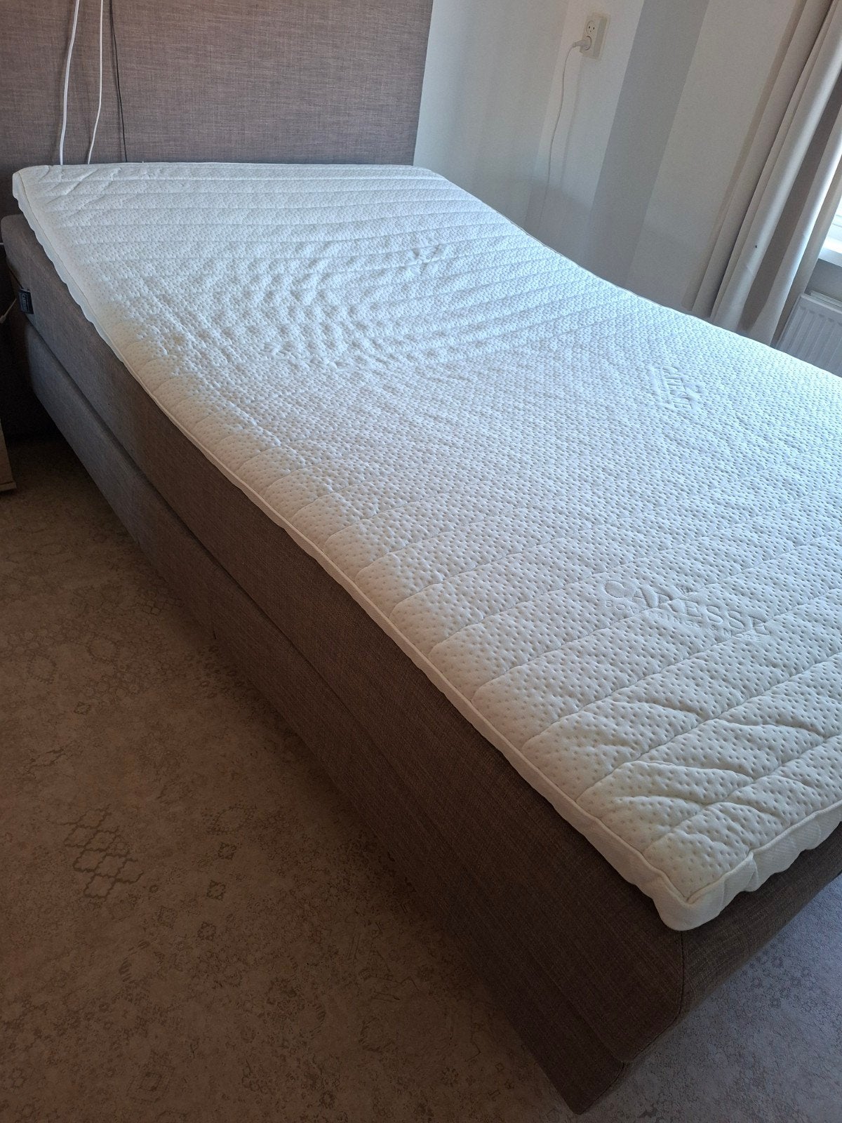 Twijfelaar Boxspring Caresse, Ophalen, Gebruikt, Bruin, 190 cm of minder