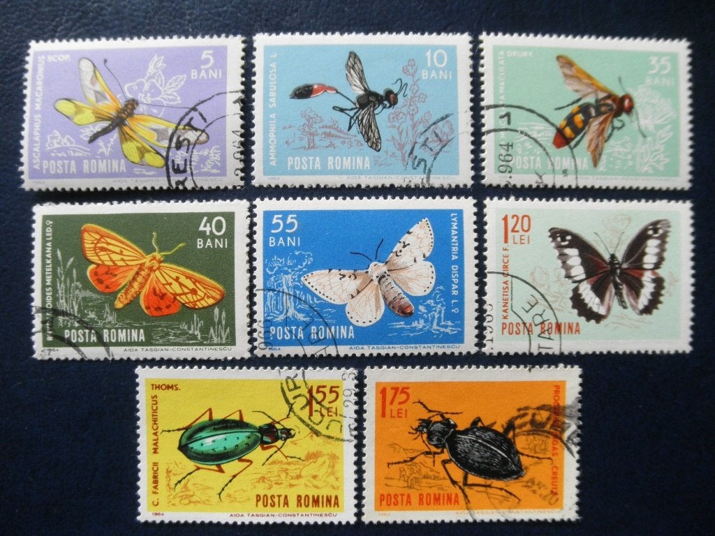 Postzegels Roemenië 1964 vlinders insecten., Ophalen of Verzenden, Overige landen, Gestempeld