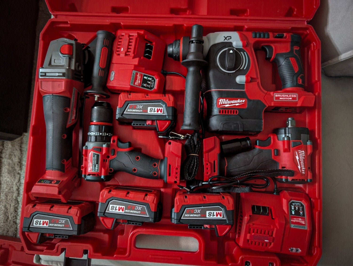 Milwaukee M18 FUEL set - compleet met 5 machines, 4 accu's, Ophalen of Verzenden, Nieuw