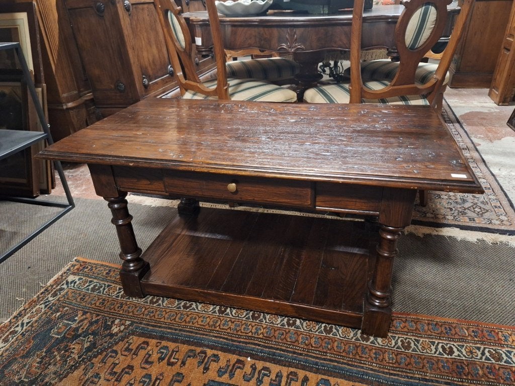 Salontafel in eik me 1 lade  1mX55cm hoogte 50cm, Huis en Inrichting, Tafels | Salontafels, Ophalen, 100 tot 150 cm, Eikenhout