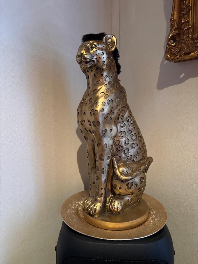 Gouden Panter Beeld - Decoratief Woonaccessoire, Ophalen of Verzenden, Zo goed als nieuw, Goud, Metaal