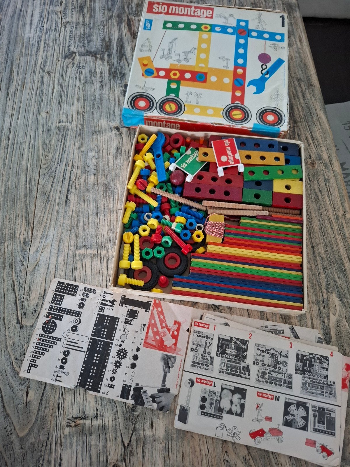 Vintage Sio Montage 1 Houten Constructiespeelgoed (ca. 1969), Ophalen of Verzenden