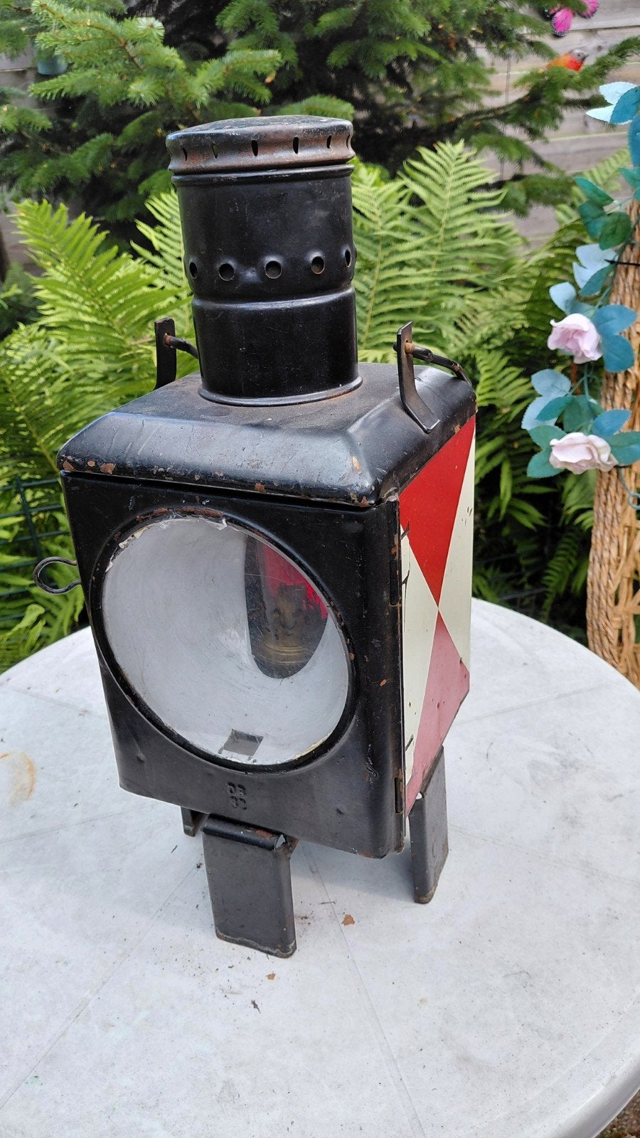 Antieke spoorweglamp / seinlamp - origineel en compleet, Antiek en Kunst, Antiek | Lampen, Ophalen of Verzenden