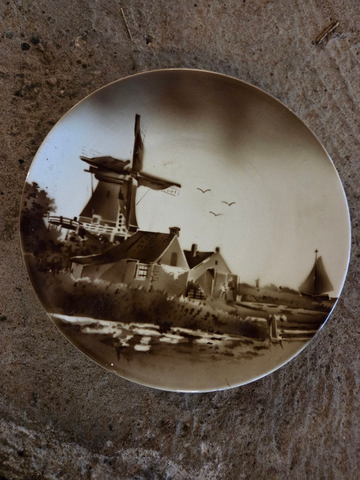 Decoratief bord met Hollandse molen en landschap, Ophalen of Verzenden