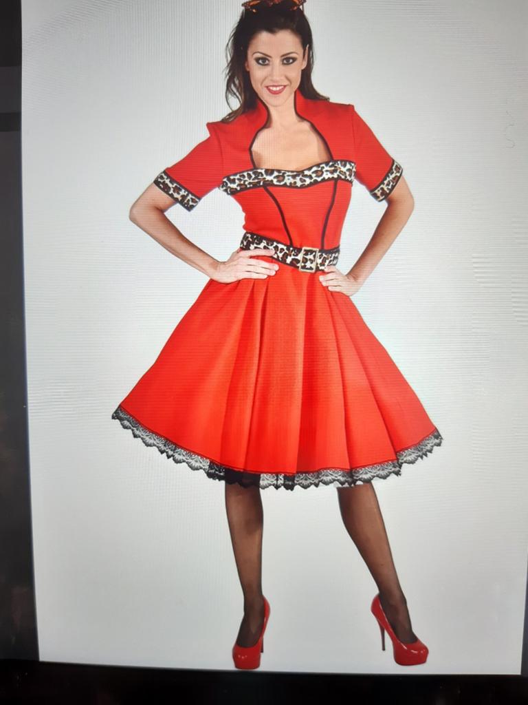 NIEUWE 50's Jurk sheeba/ rood (maat M)., Maat 38/40 (M), Carnaval, Nieuw, Ophalen of Verzenden
