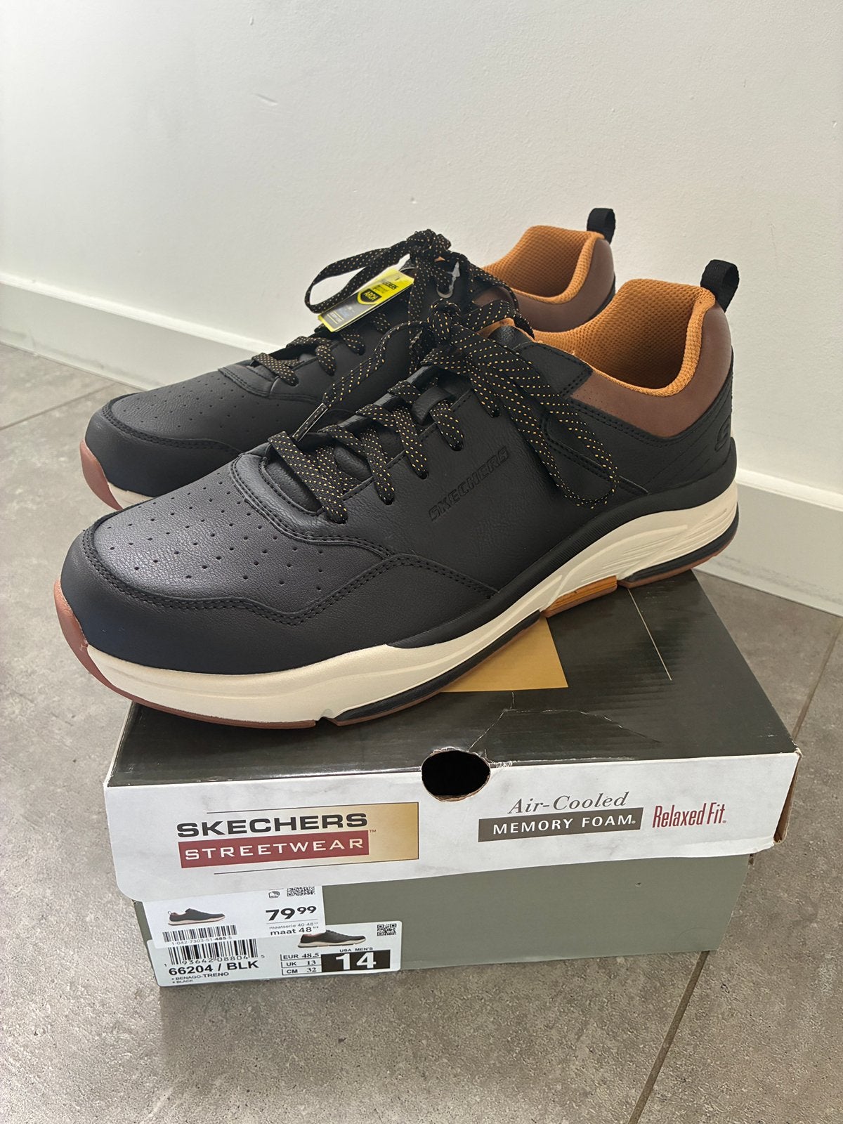 Skechers Relaxed Fit Benago Treno sneakers maat 48,5 nieuw!, Zwart, Nieuw, Ophalen of Verzenden, Veterschoenen