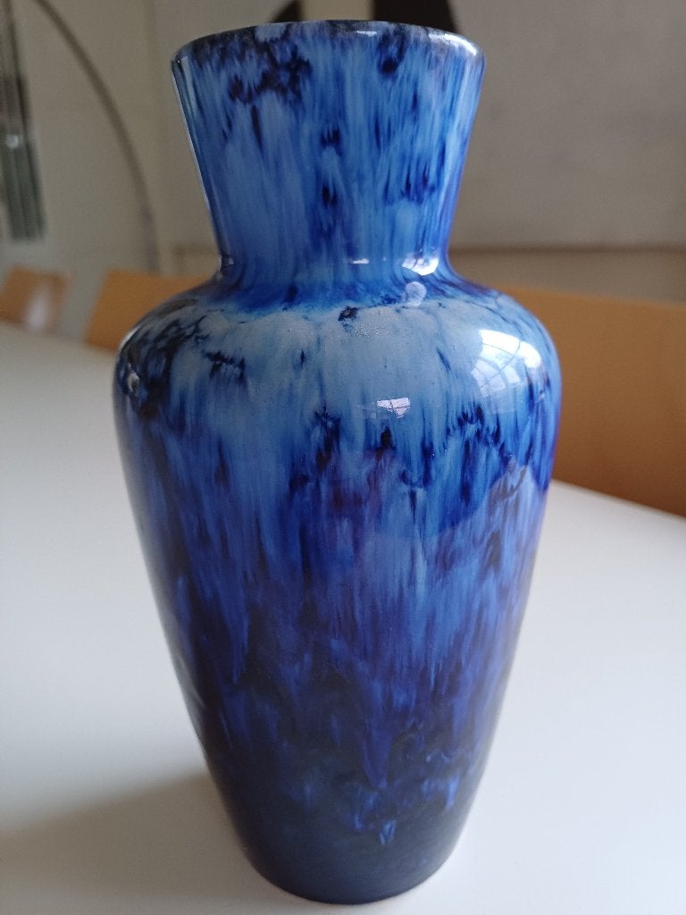 Blauw germany keramieken vintage vaas 523-18, Huis en Inrichting, Woonaccessoires | Vazen, Ophalen of Verzenden, Gebruikt, Blauw