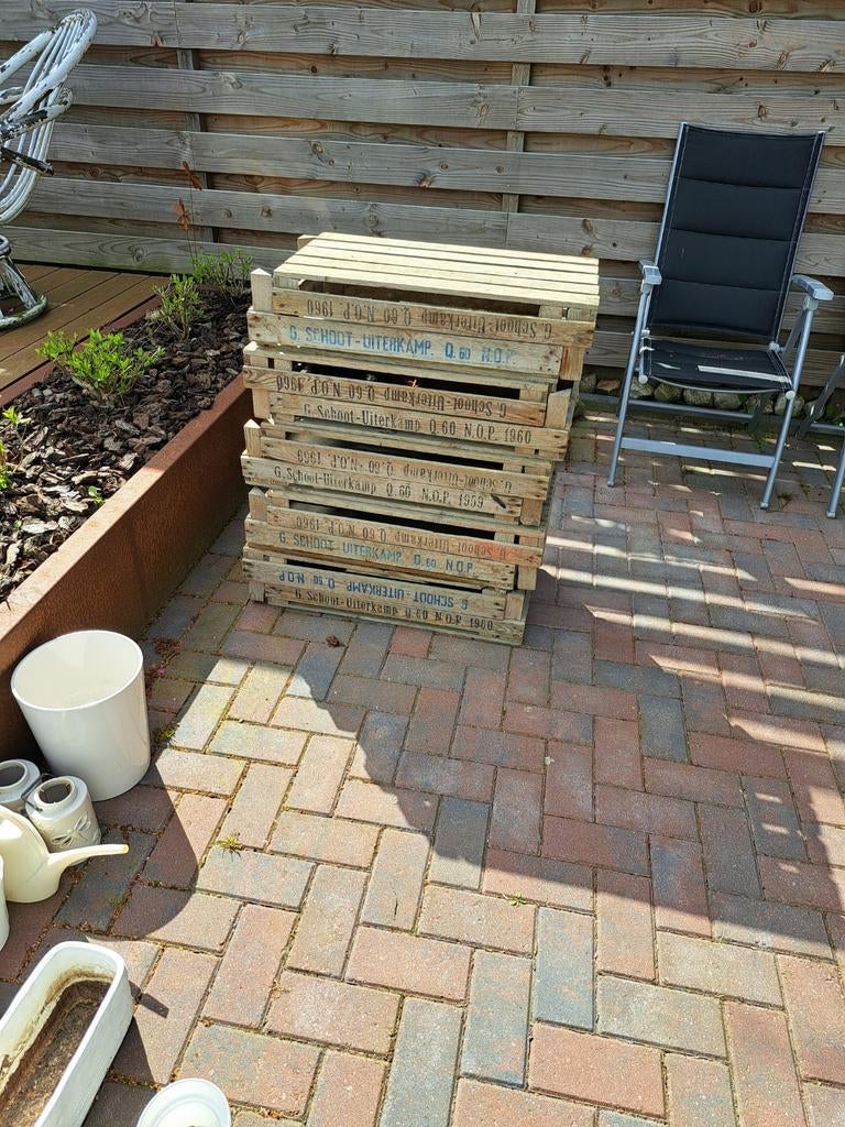Vintage houten fruitkisten - decoratief en praktisch, Gebruikt, 50 tot 100 cm, 50 tot 75 cm, Ophalen of Verzenden
