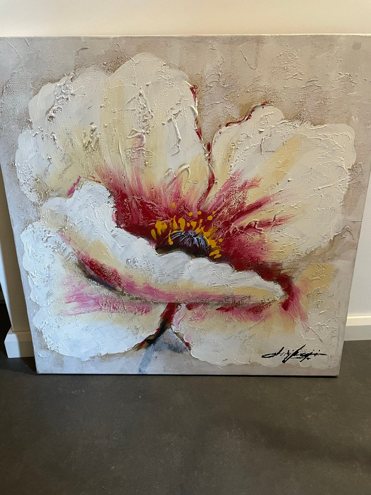 Schilderij met bloem, 3D-effect, 80x80 cm, Ophalen of Verzenden