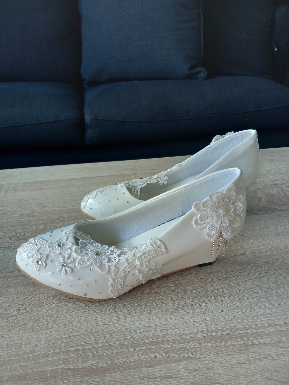 Witte kant trouwschoenen, Ophalen, Nieuw, Wit, Schoenen