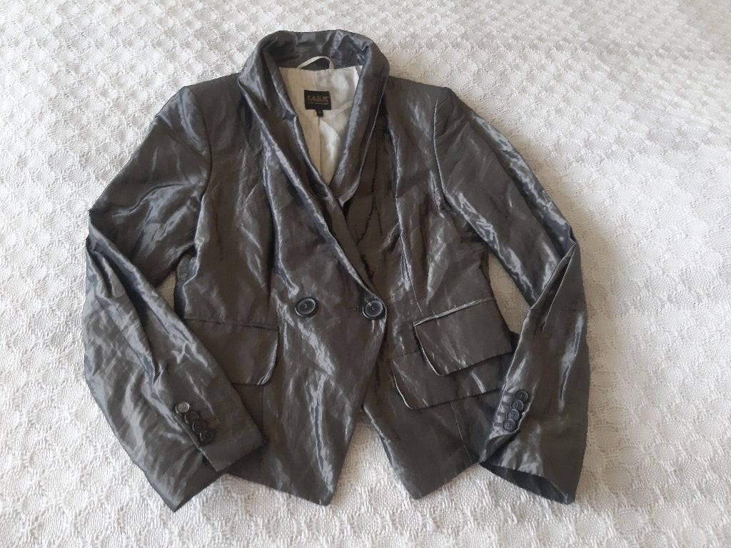 prachtig feestelijk grijs glans jasje Pauw maat 2 - mt 38/40, Kleding | Dames, Pauw, Zo goed als nieuw, Jasje, Grijs