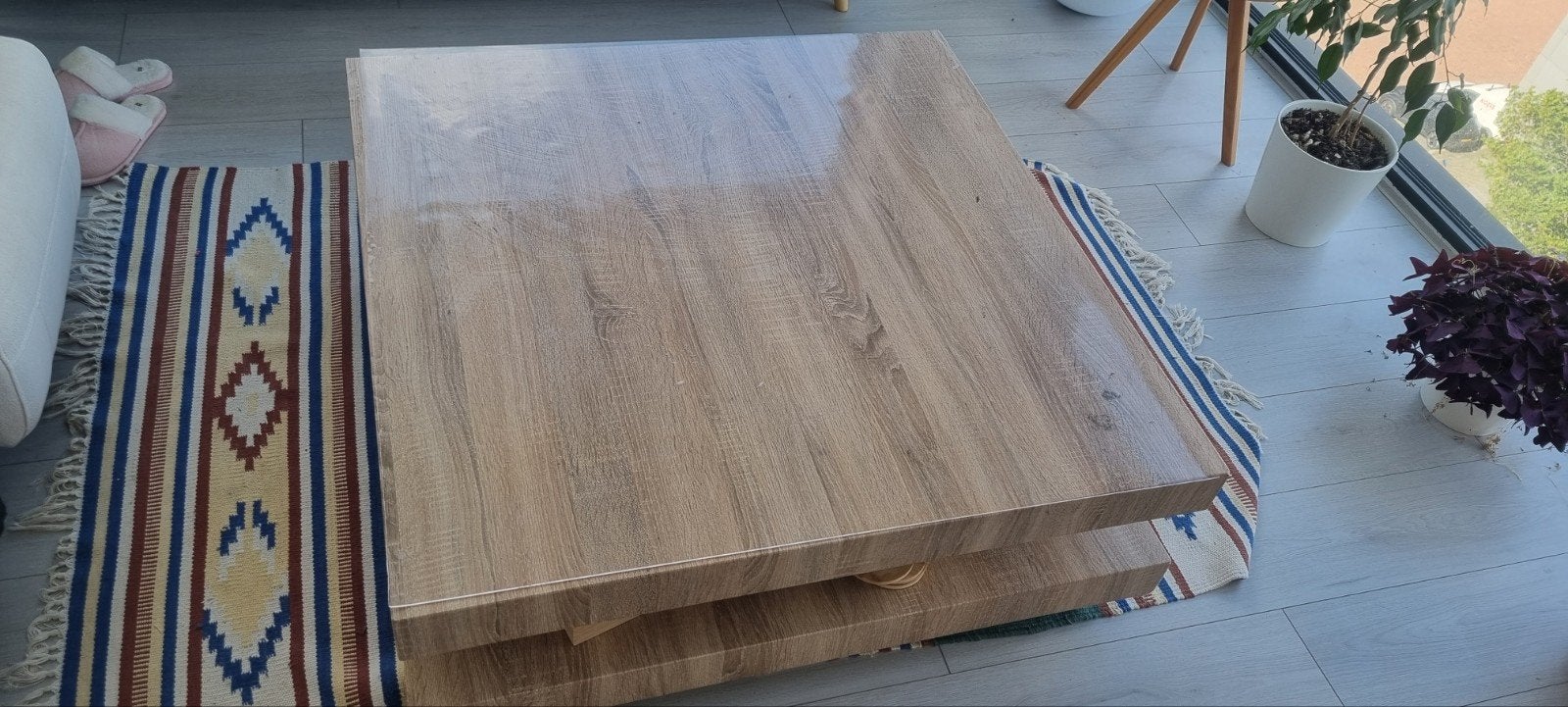 Moderne salontafel / koffietafel - Houtlook, Ophalen, Zo goed als nieuw, Vierkant, Overige houtsoorten
