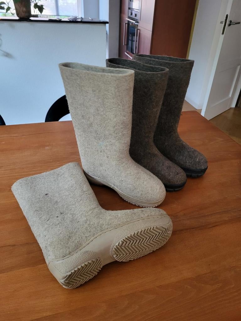 Witte Russische Vilt Laarzen - Maat 36 & 38 (2 paar), Ophalen, Nieuw, Wit, Hoge laarzen