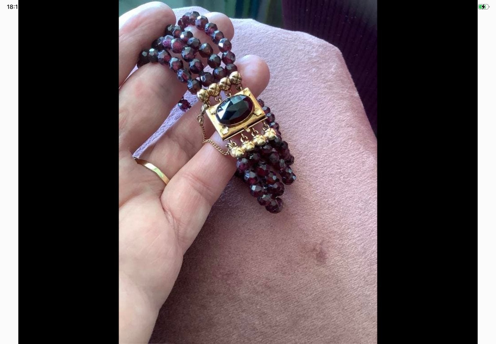 Antieke gouden unieke armband edelsteen Granaat 14 k goud, Sieraden, Tassen en Uiterlijk, Armbanden, Verzenden, Zo goed als nieuw