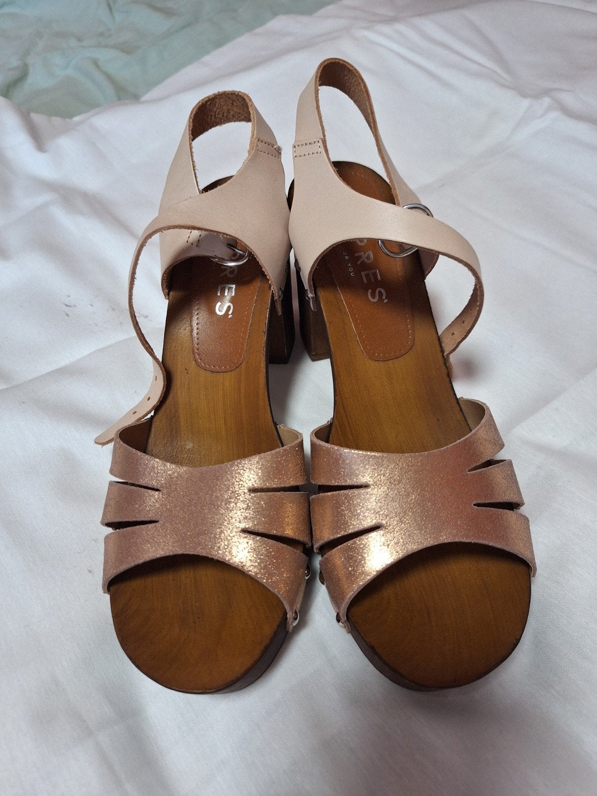 Cypres sandalen met hak en houten zool, Overige kleuren, Cypres, Nieuw, Sandalen of Muiltjes