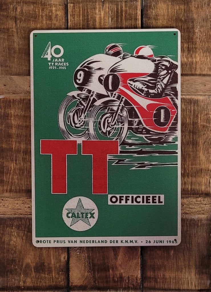 TT Assen 40 Jaar 1965 reclamebord van metaal wandbord deco, Reclamebord, Info@deconoord.nl, Deco Noord, Nieuw