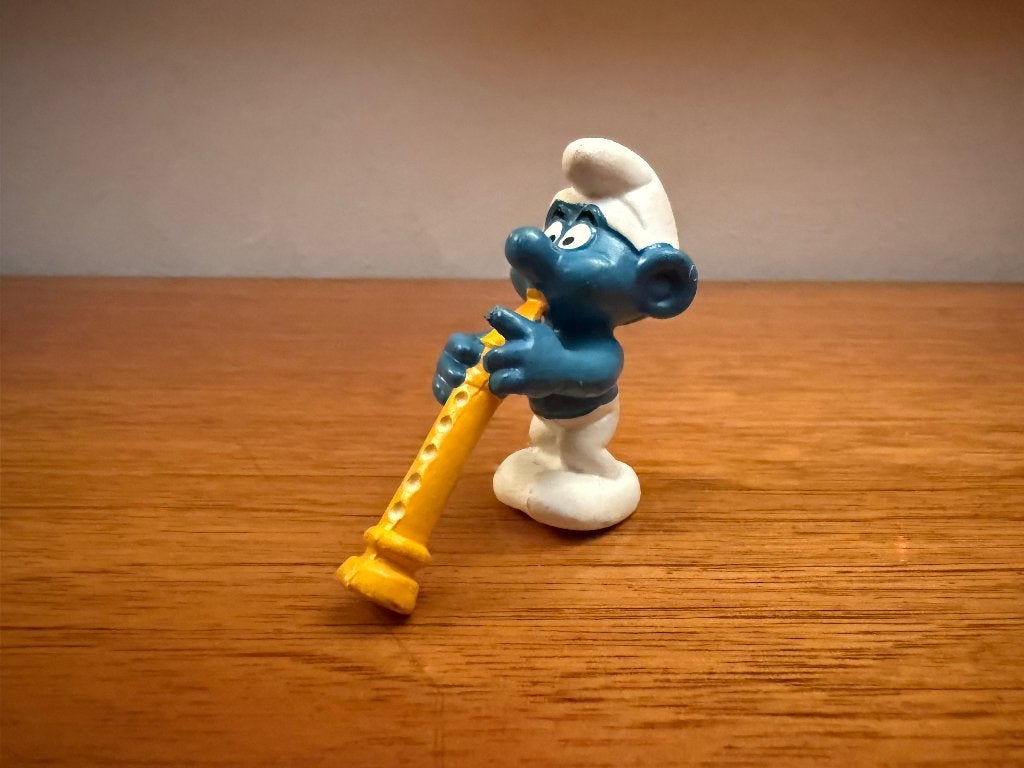 Smurf met gele fluit, Verzamelen, Smurfen, Ophalen of Verzenden, Gebruikt, Overige Smurfen, Poppetje, Figuurtje of Knuffel