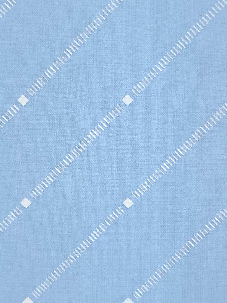5493 Vintage 90s behang diagonale blokjes lijn blauw swiet, Ophalen of Verzenden, Blauw
