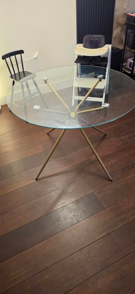 Ronde glazen salontafel - diameter 110 cm, Ophalen, Gebruikt, Rond, Glas