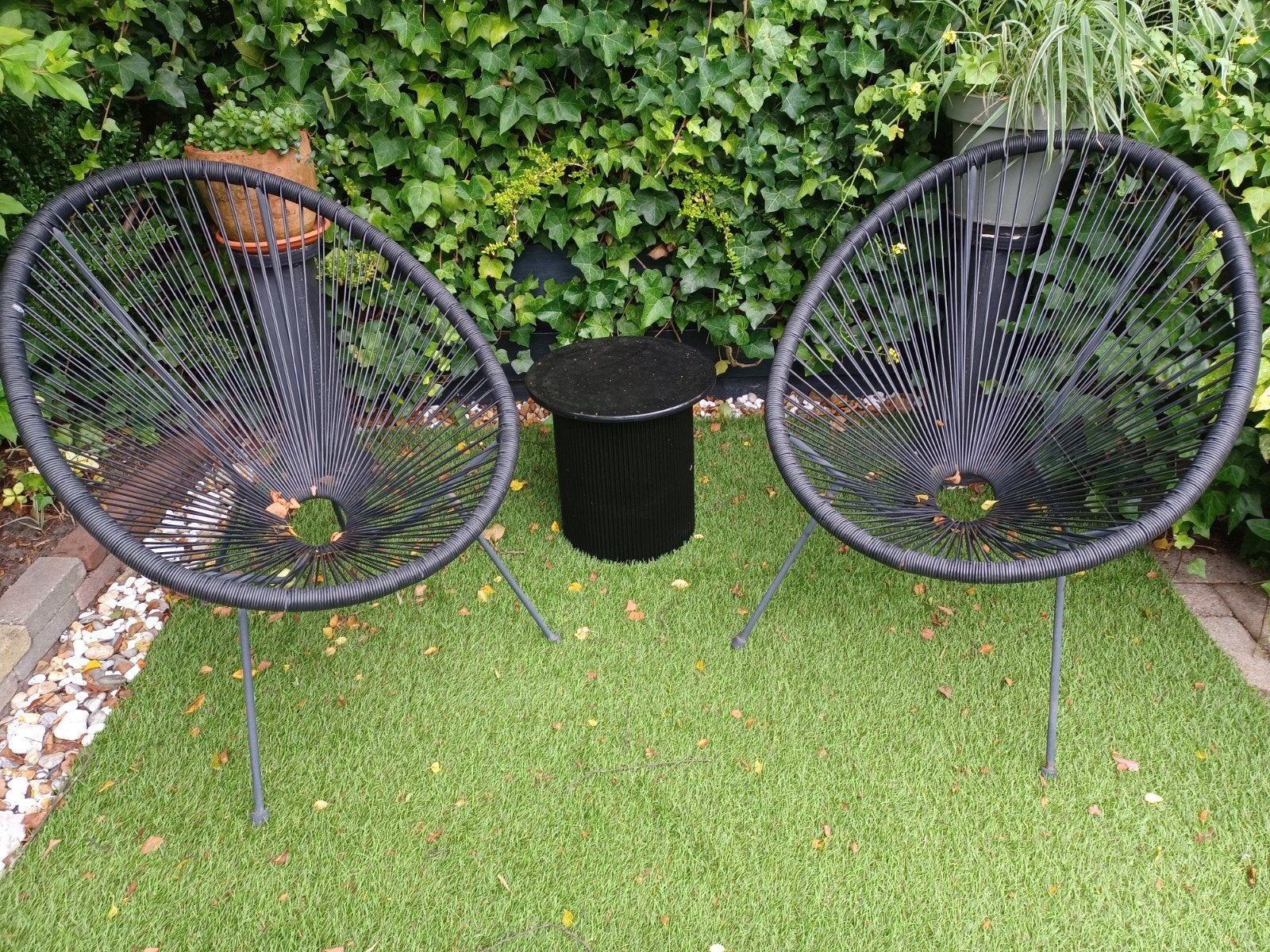 2x Acapulco stoelen met bijzettafel - Zwart, Ophalen, Gebruikt, Kunststof