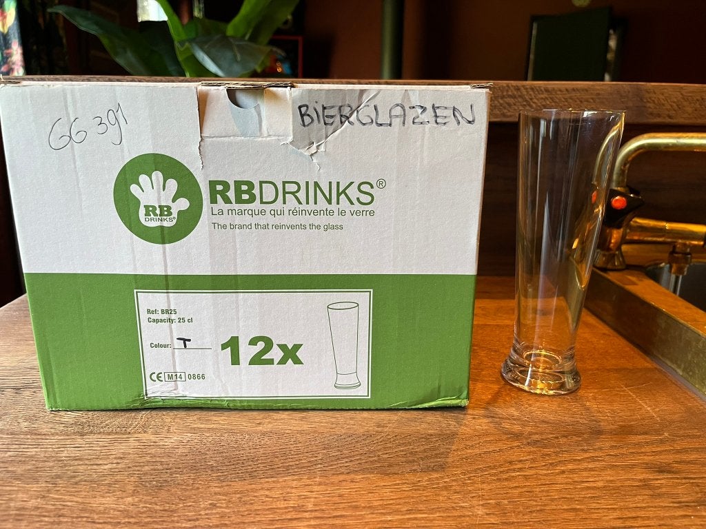 Bierglazen 33cl kunststof helder onbreekbaar 20 stuks, Ophalen, Zo goed als nieuw, Bierglas