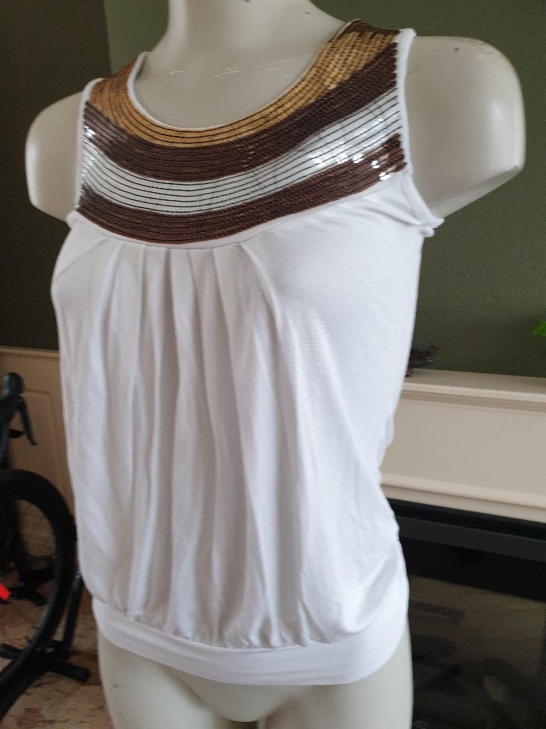 Roberto Cavalli top shirt met pailletten mt S 36 wit ZGAN, Verzenden, Wit, Zo goed als nieuw, Roberto Cavalli