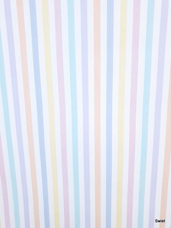 13358 Pastel strepen behang uit de jaren 80 vintage swiet, Ophalen of Verzenden, Wit