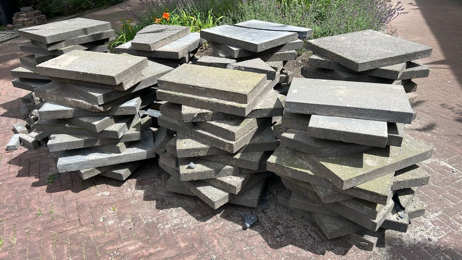 Gratis! 60x60 Grindtegels -, Ophalen, Gebruikt, 10 m² of meer, Grind