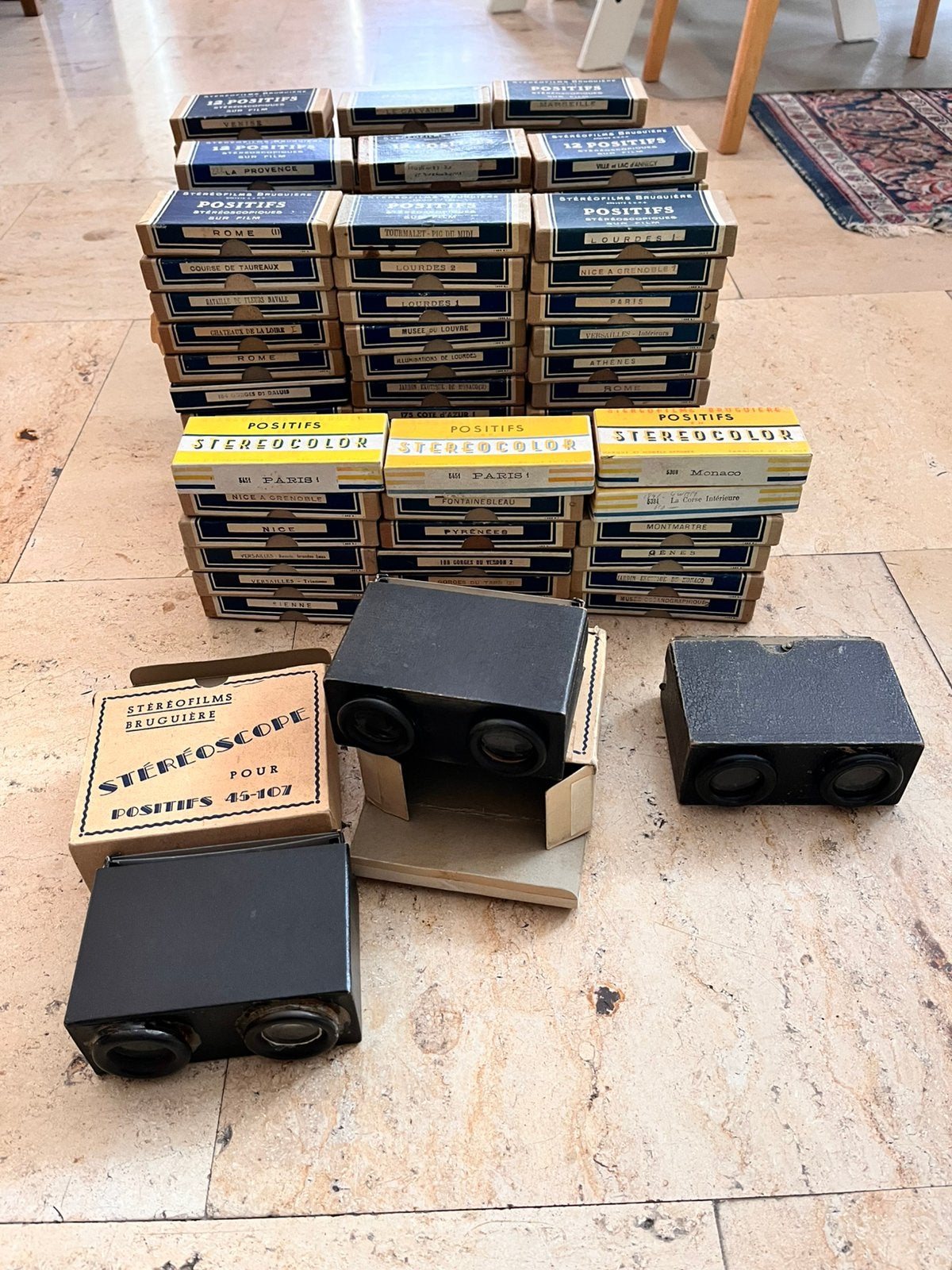 100+ Bruguière stereofilms en 3 stereoscope, Verzenden, Zo goed als nieuw