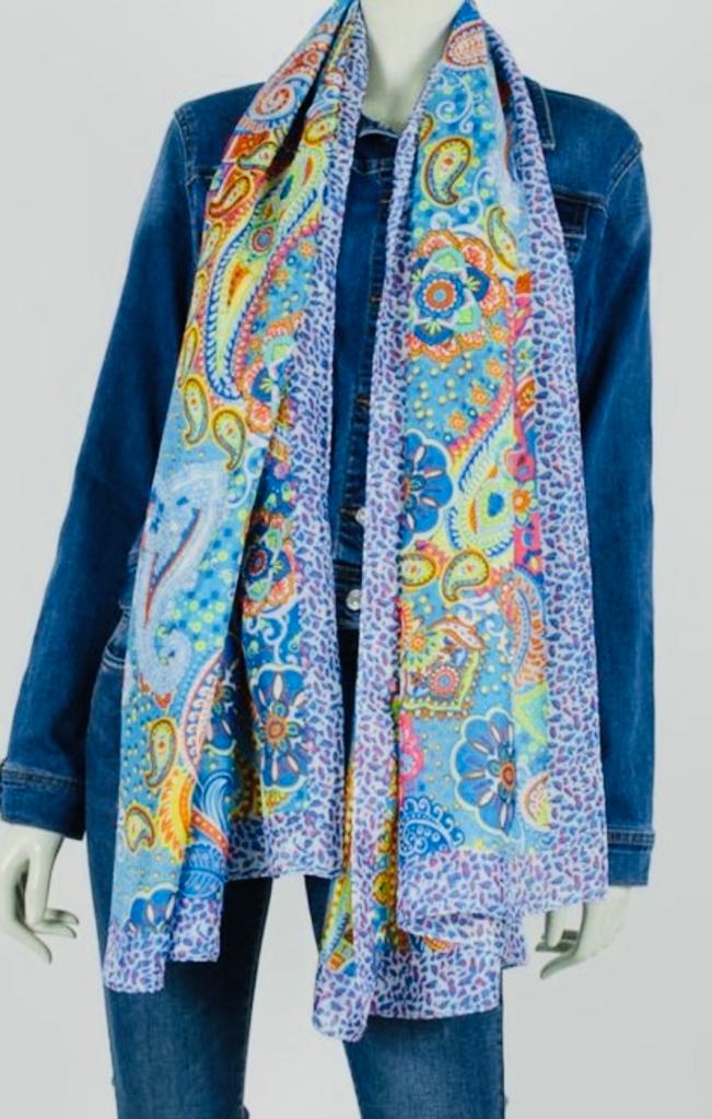 DeJacque  sjaal met paisley print en zijde - nieuw, Kleding | Dames, Ophalen of Verzenden, Nieuw, Maat 42/44 (L), Sjaal