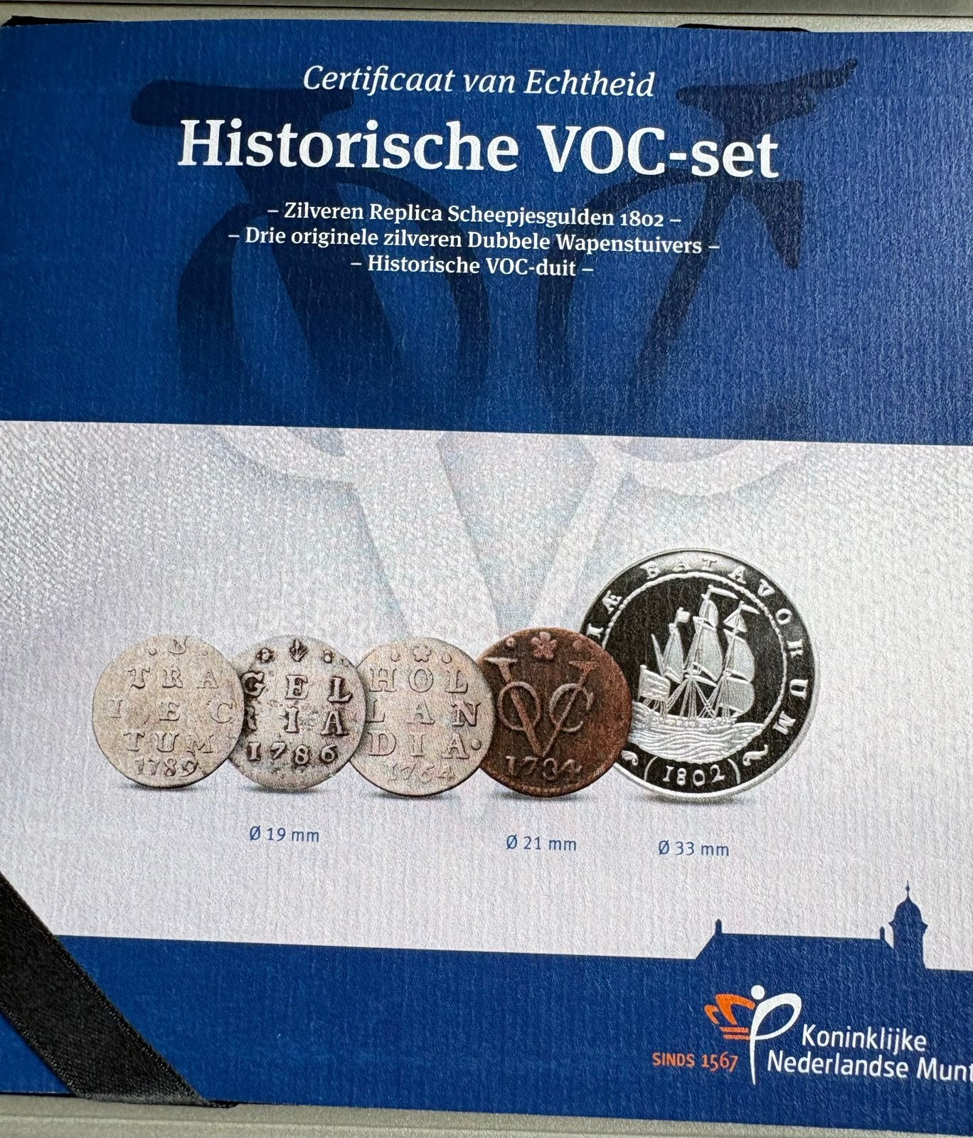 Historische VOC-set met zilveren replica en originele munten, Postzegels en Munten, Vóór koninkrijk, Setje, Zilver, Overige waardes