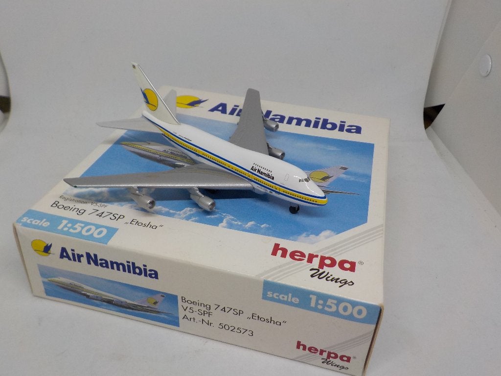 Herpa Wings 1:500 Boeing 747SP "Etosha" Air Namibia V5-SPF, Overige merken, 1:200 of kleiner, Ophalen of Verzenden, Zo goed als nieuw