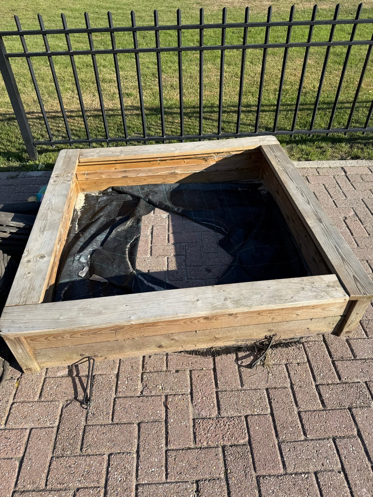 Houten zandbak of moestuinbak 252x252 cm, Tuin en Terras, Zand, Ophalen, Gebruikt, Overige typen