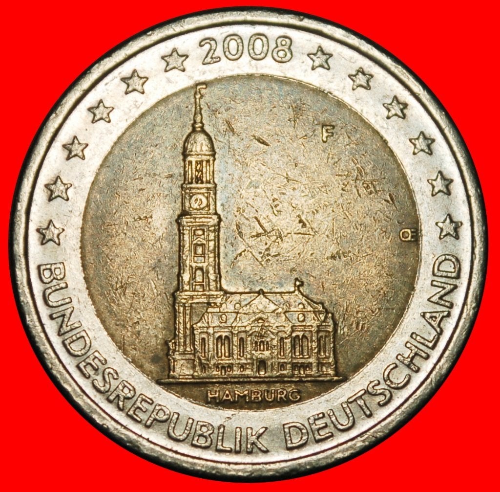 Ⰺ HAMBURG: GERMANY 2 EUROS 2008F NOT OLD MAP! DIE I! BADEN-, Ophalen of Verzenden, Duitsland, 2 euro, Losse munt