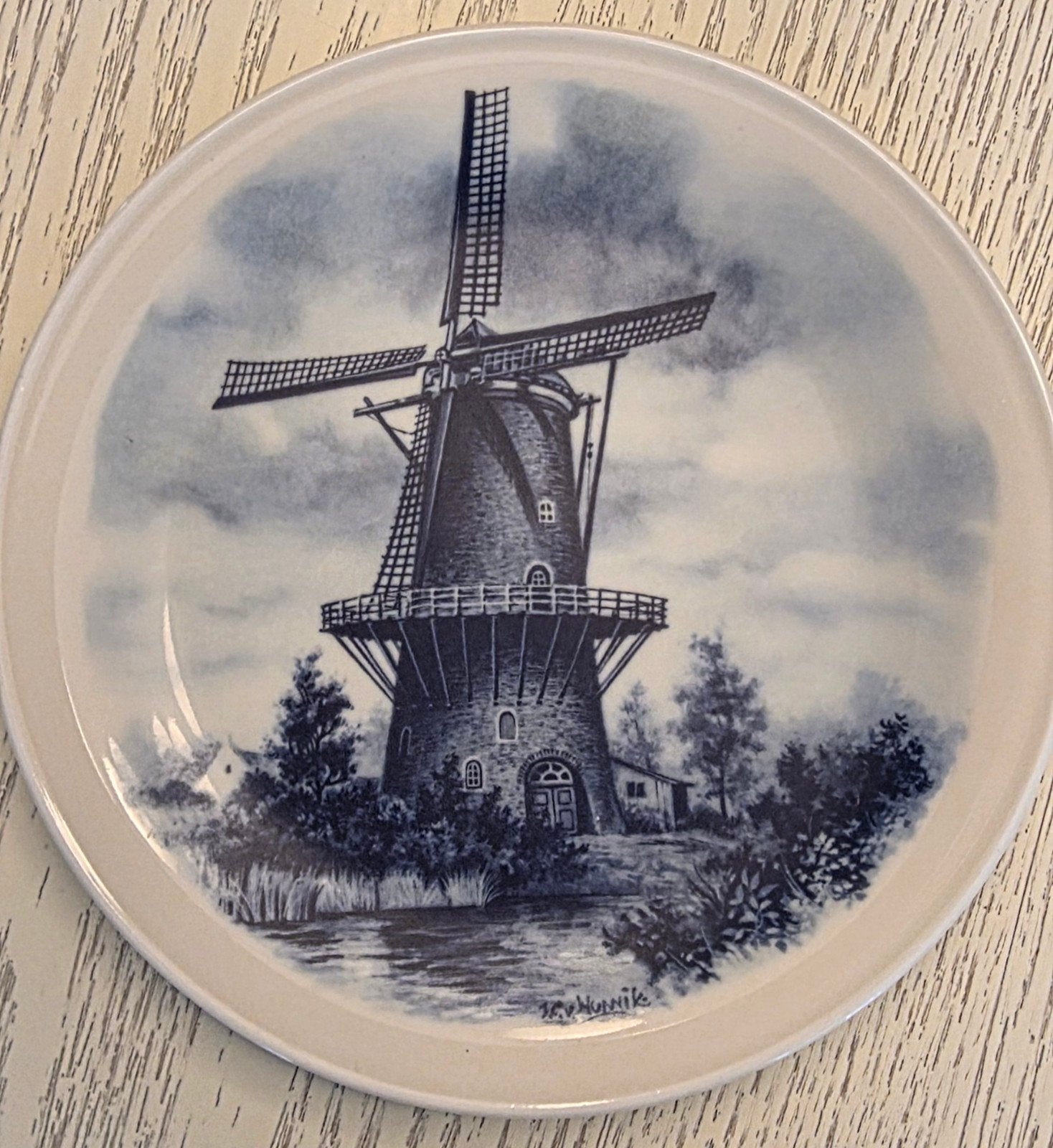 Delfts blauw bord J.C.Hunnik, Ophalen of Verzenden